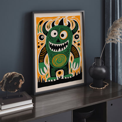 Crazy Green Monster Halloween Vibes Art Print