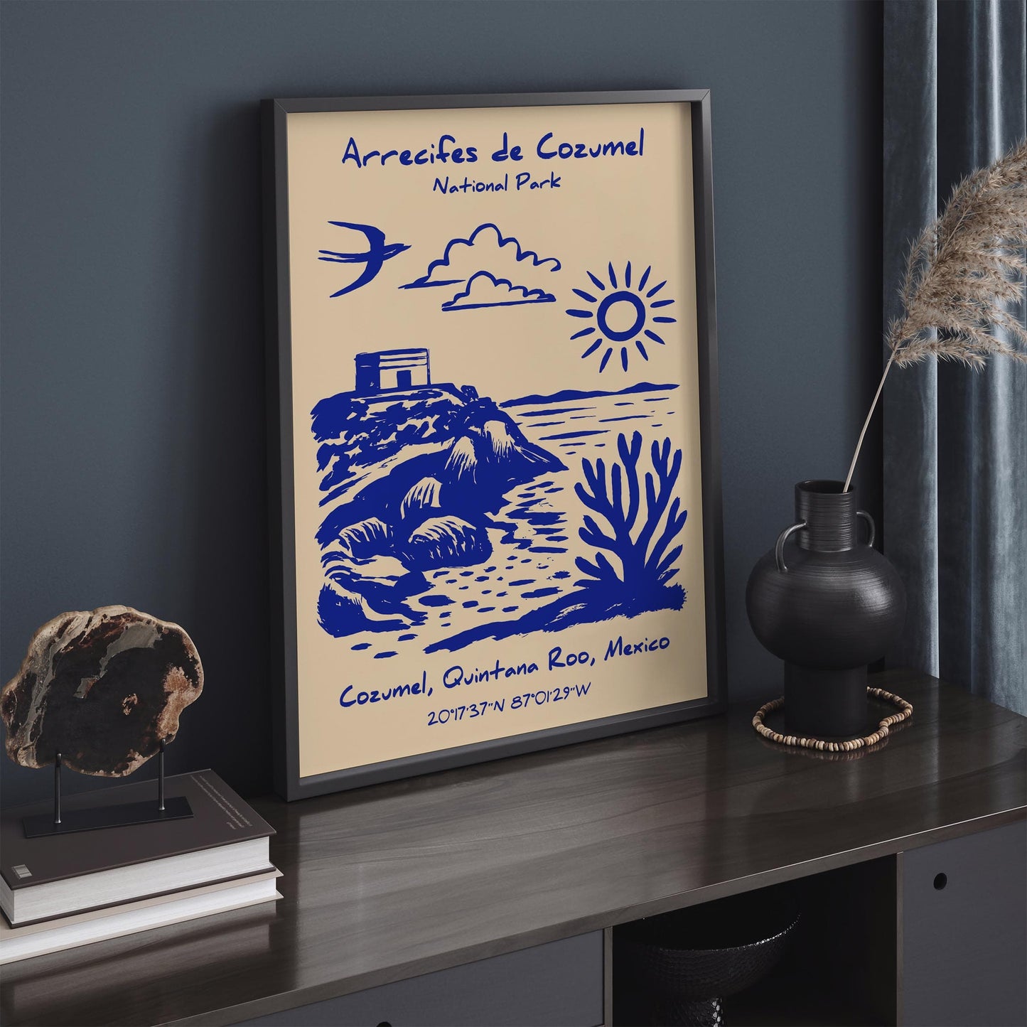 Cozumel National Park Poster - Blue Mexico Landscape Print