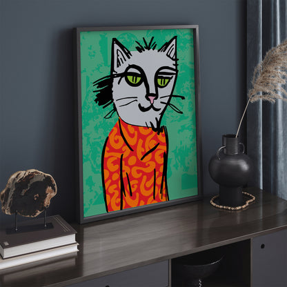 Artistic Quirky Cat Wall Art