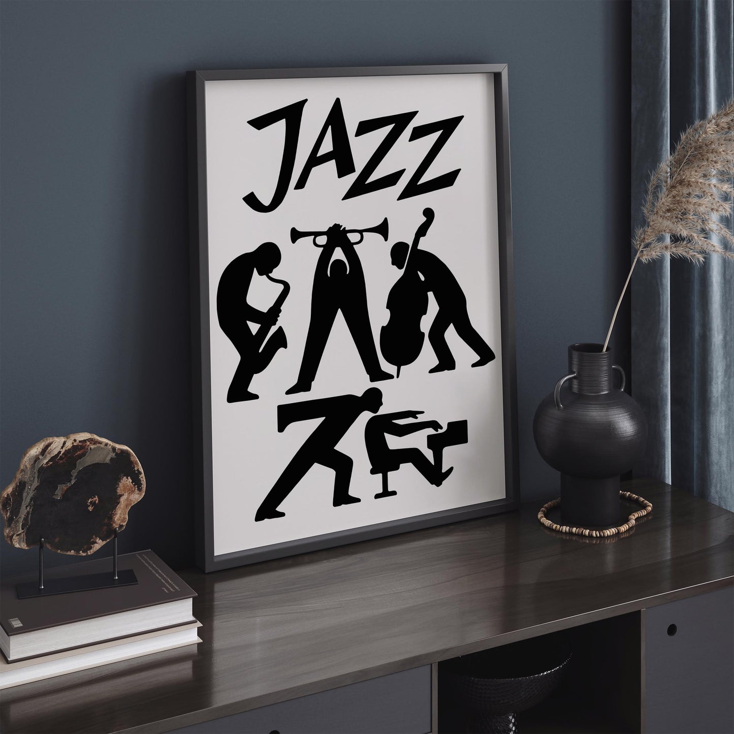 Jazz Music Poster -Modern Black & White Art Print