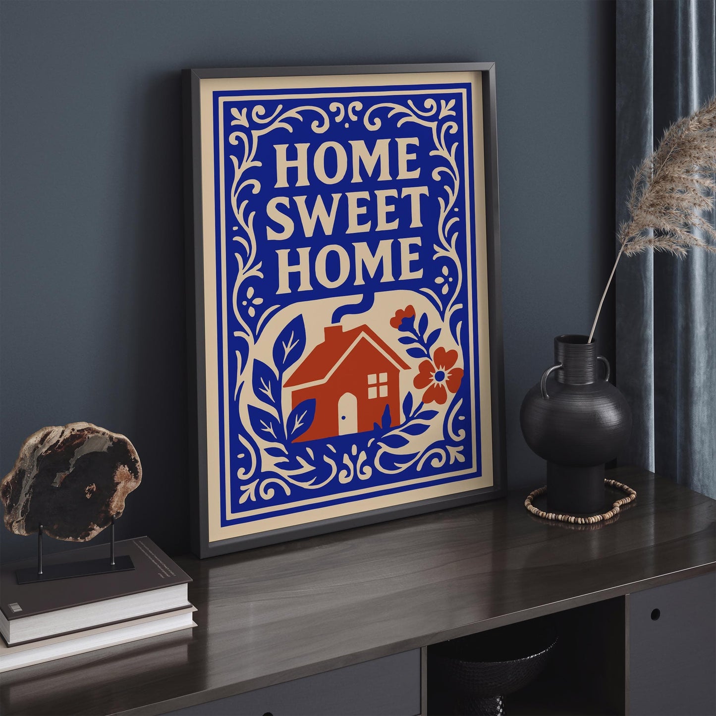 Home Sweet Home - Blue Wall Art Print