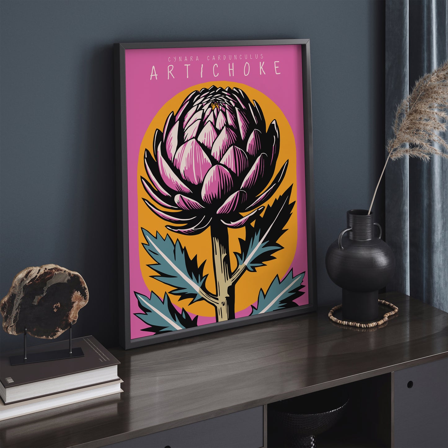 Unique Retro Artichoke Linocut Artwork