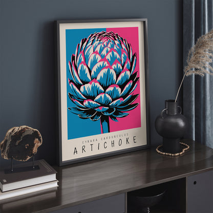 Pop Art Blue Pink Artichoke Retro Design