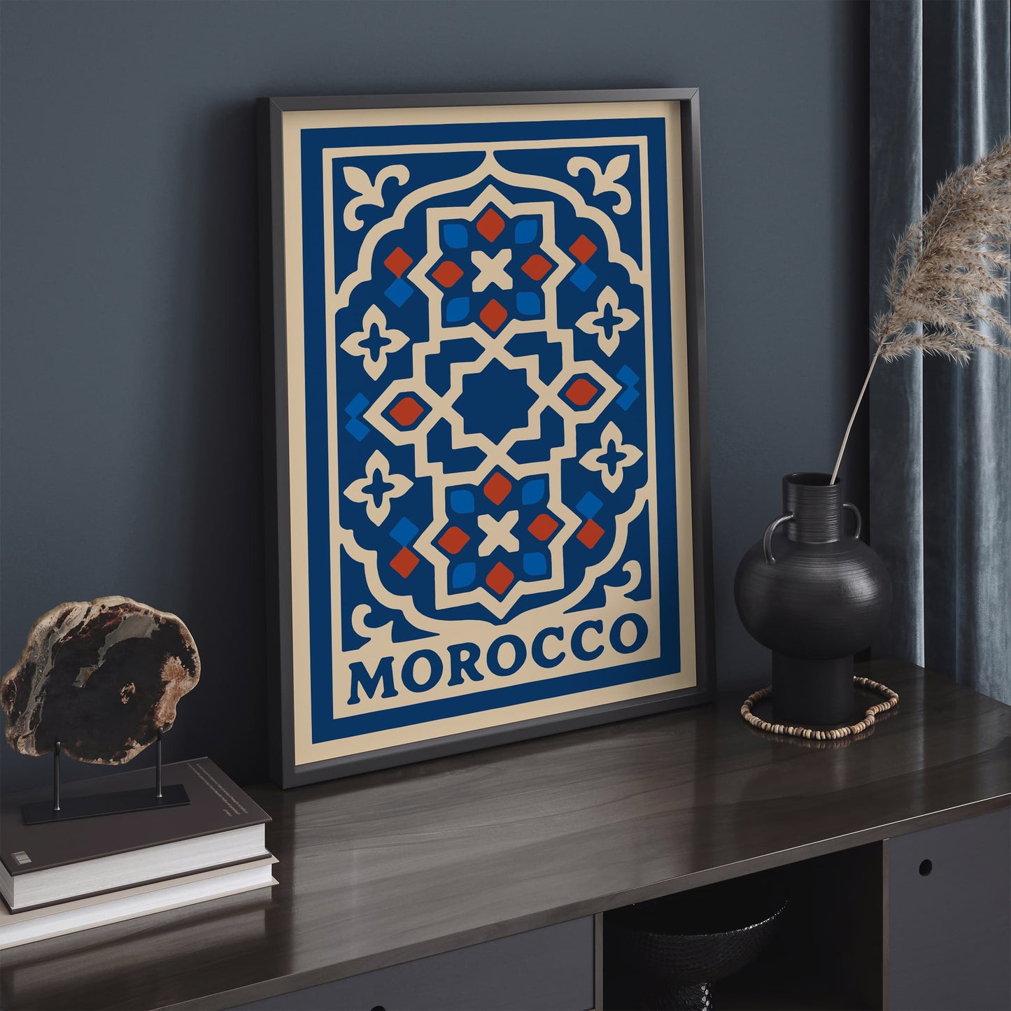 Morocco Blue Ornamental Pattern Poster
