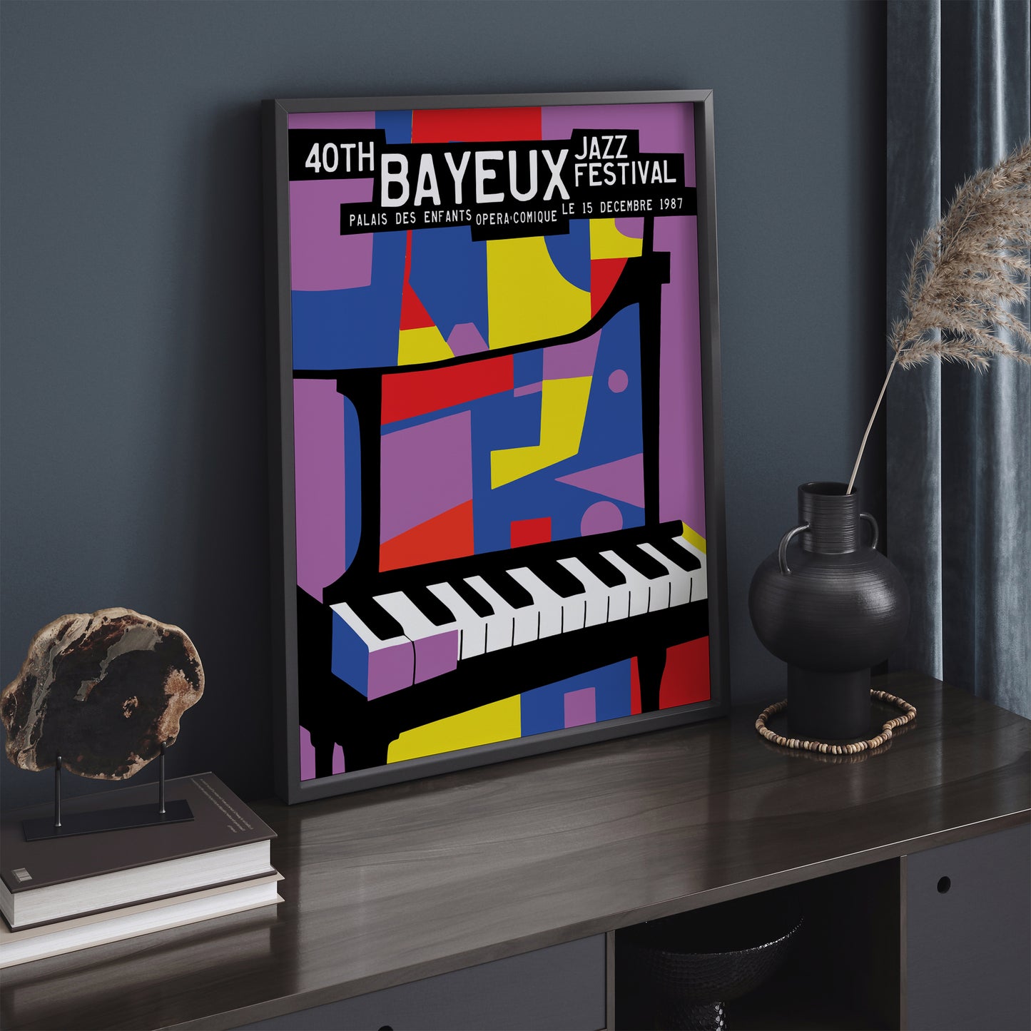 1987 Bayeux Jazz Festival Colorful Poster