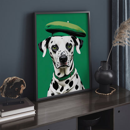 French Dalmatian Dog Green Poster