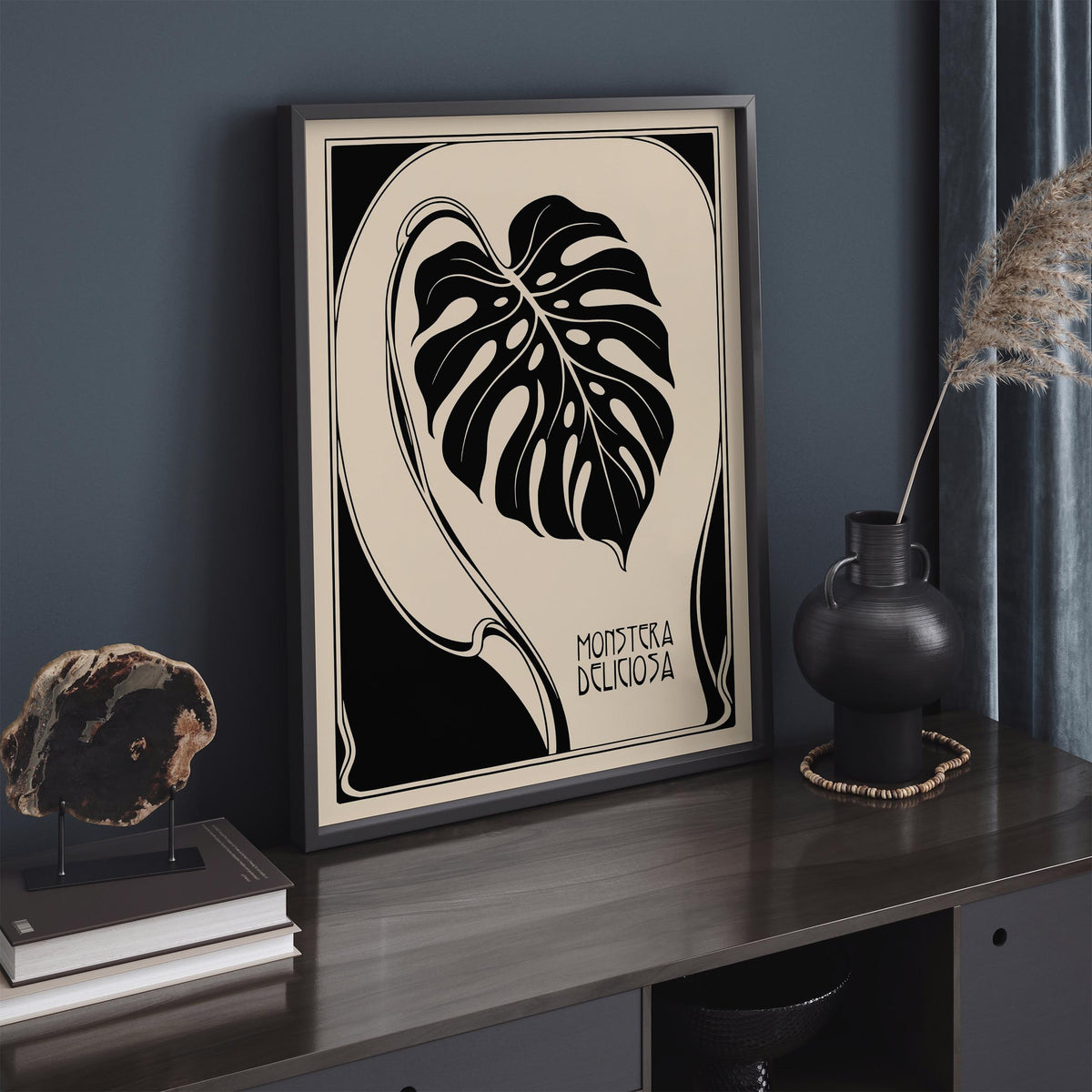 Art Deco Monstera Leaf Poster