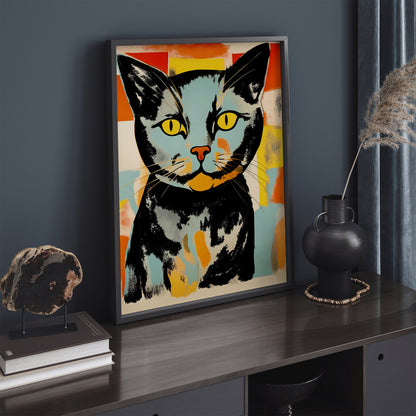 Lithography Cat Retro Poster