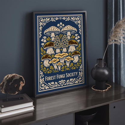 Forest Fungi Vintage Nature Art Poster
