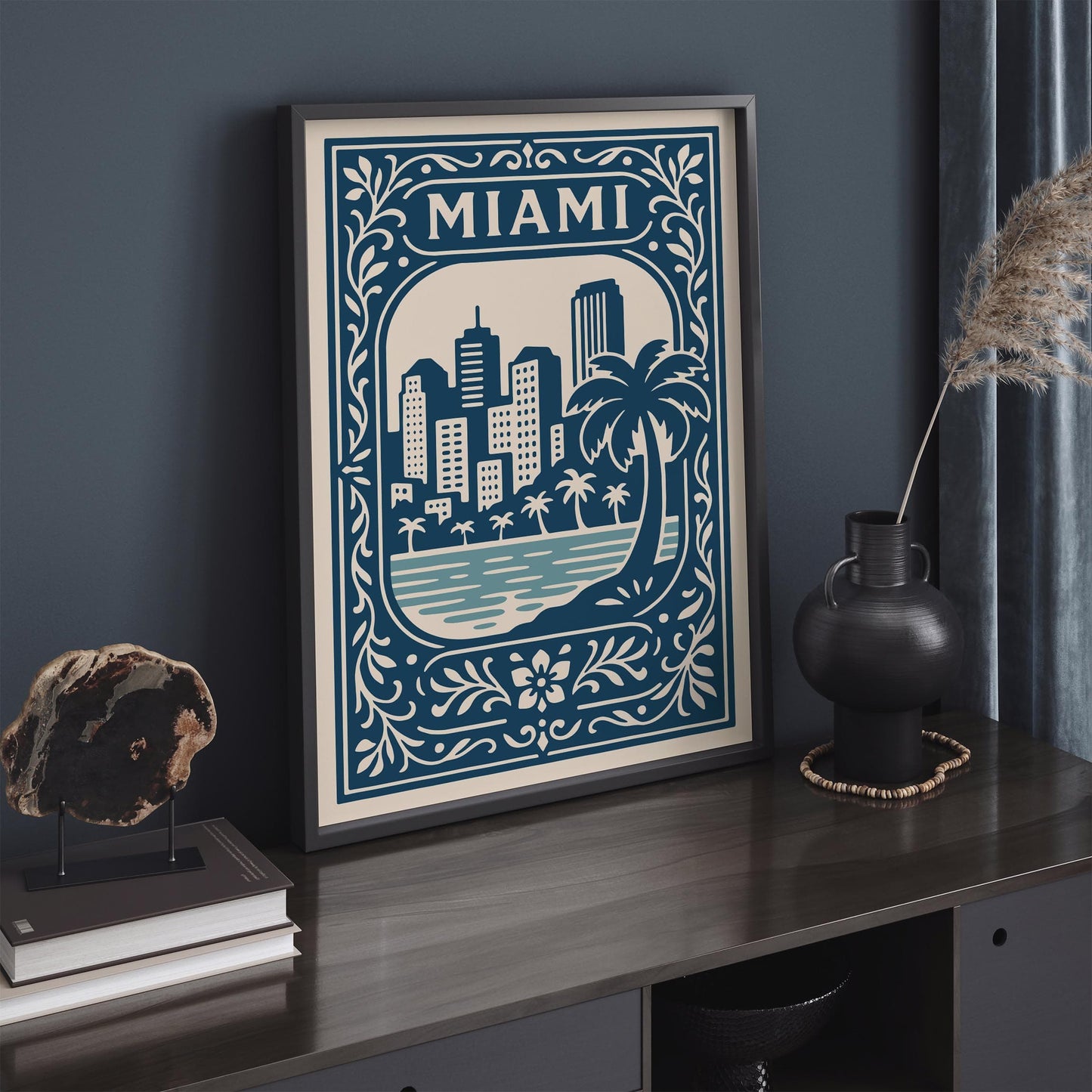 Mami Cityscape Art Print - Blue Landscape Poster