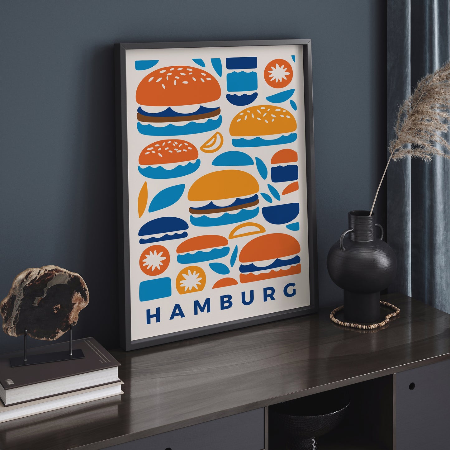 Hamburg, Blue Hamburgers Art Print