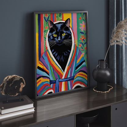 Cat in Bathrobe Cute Bathroom Poster