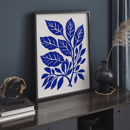 Blue Nature Leaves Bathroom Art Print