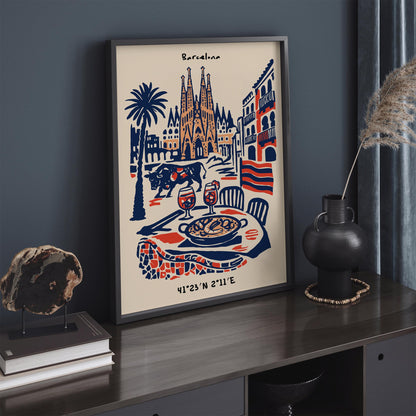 Barcelona Cityscape Poster 2026 – Travel Wall Art Print