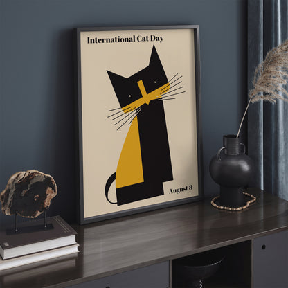 International Cat Day Retro Poster