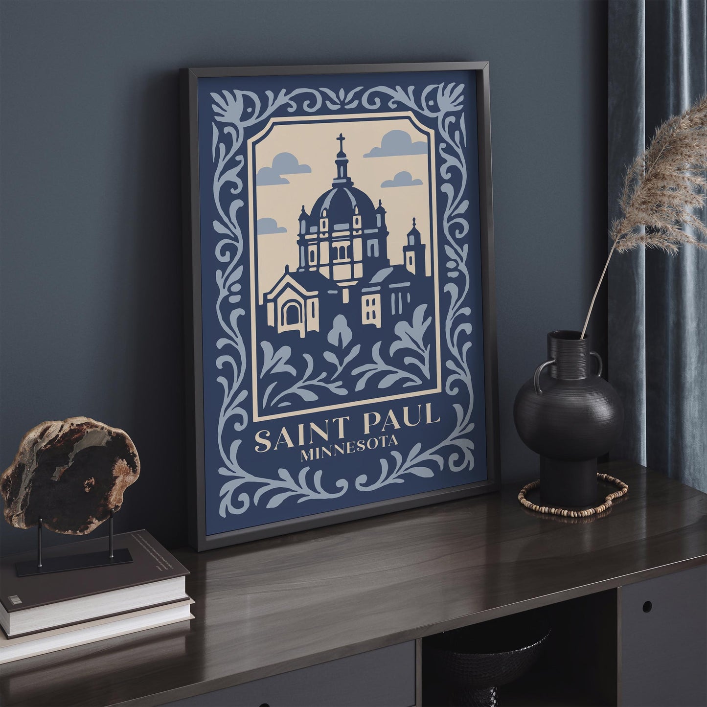 Saint Paul Minnesota Poster – Blue Travel Wall Art Print