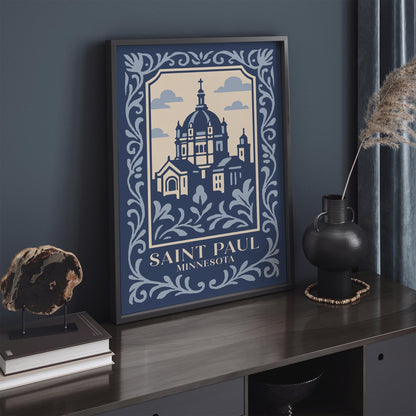 Saint Paul Minnesota Poster – Blue Travel Wall Art Print