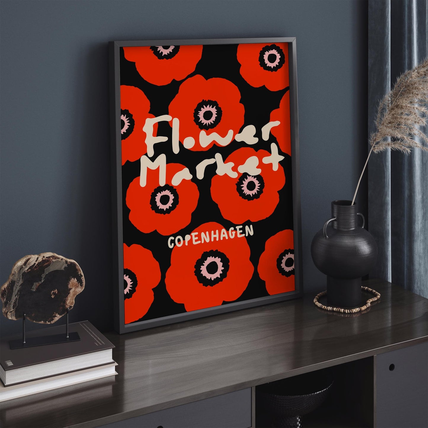 Flower Market Copenhagen Poster - Red Poppy Flowers Art Print