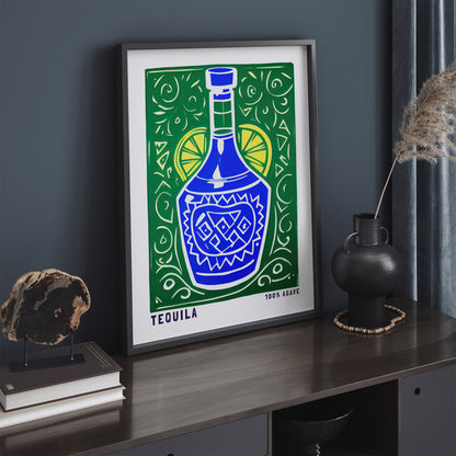 100% Agave Retro Tequila Poster