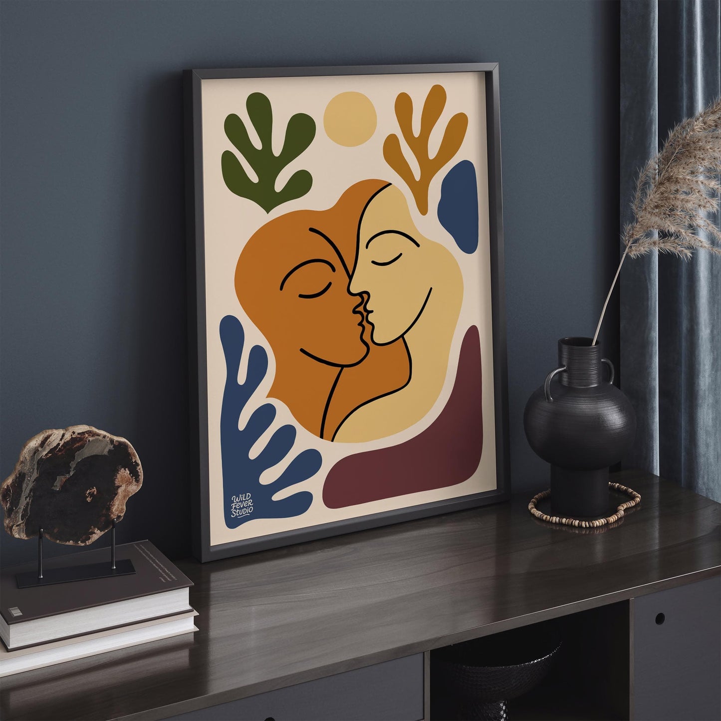 The Kiss - Modern Abstract Couple Wall Art Print
