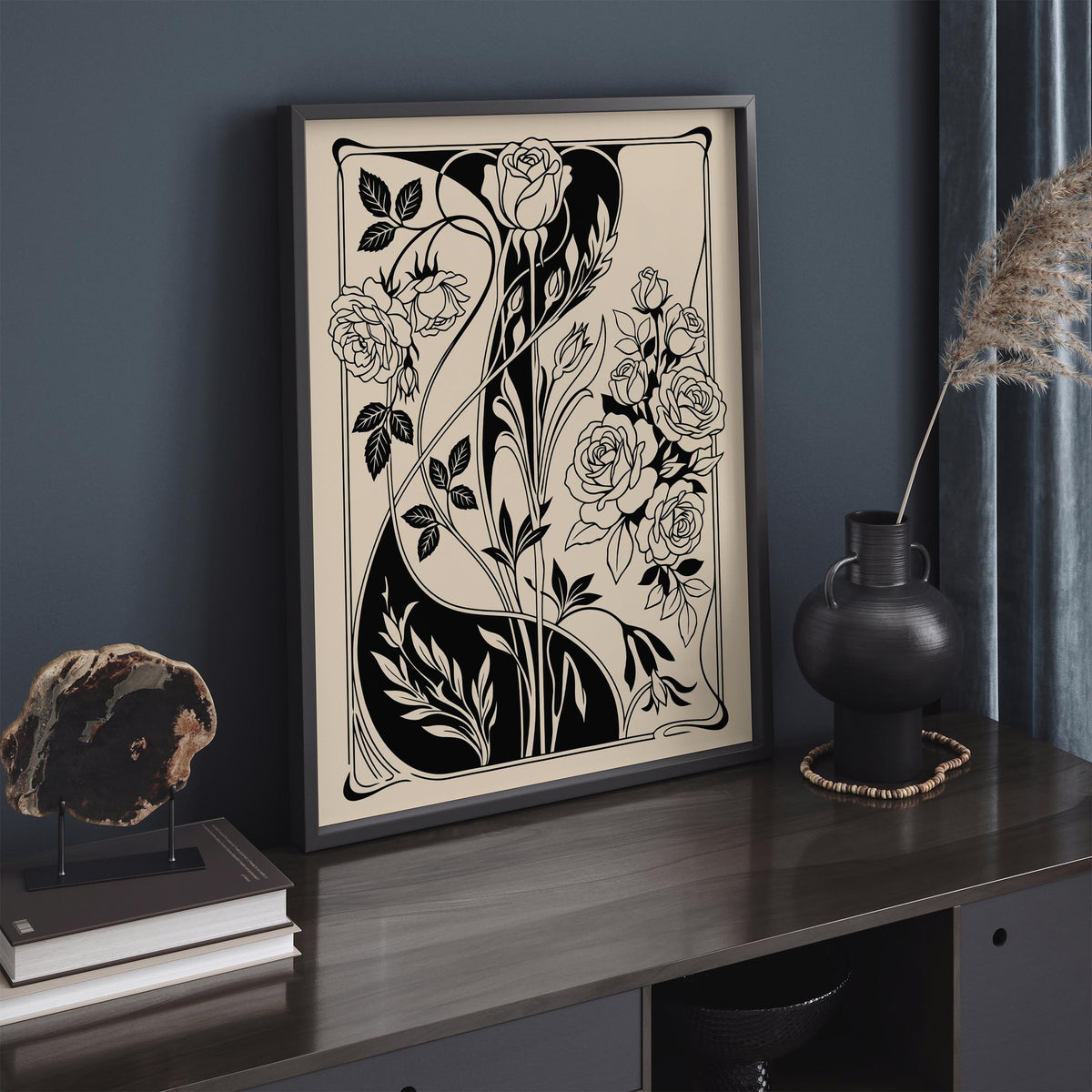 Art Nouveau Rose Poster