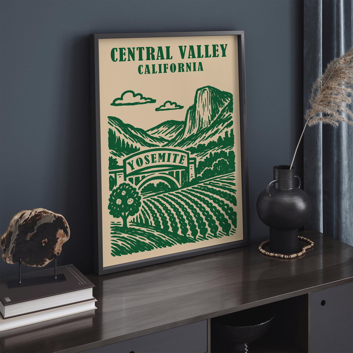 California Central Valley Green Travel Poster