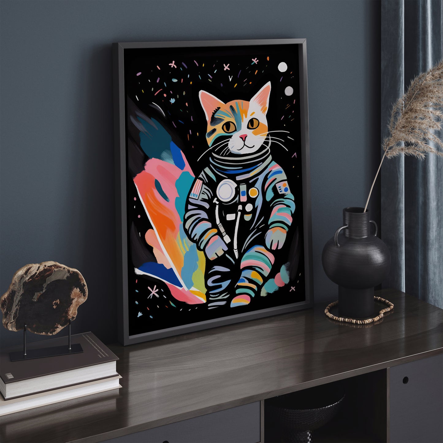 Colorful Cat Explorer Kids Room Poster