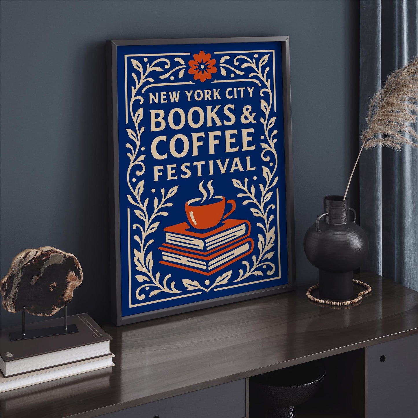NYC Books and Coffee Festival Blue Poster