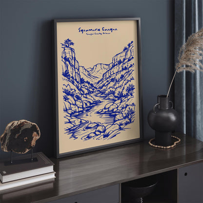 Sycamore Canyon Arizona Poster – Blue Travel Wall Art