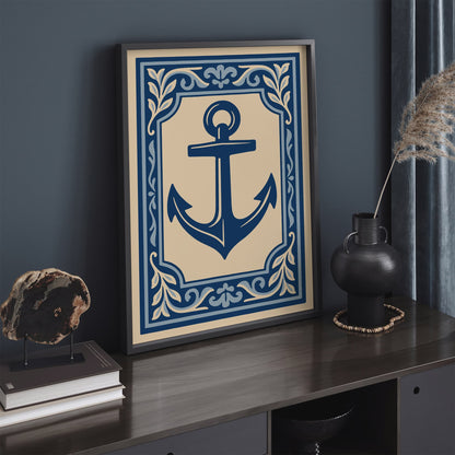 Anchor Art Print - Nautical Rococo Style Poster