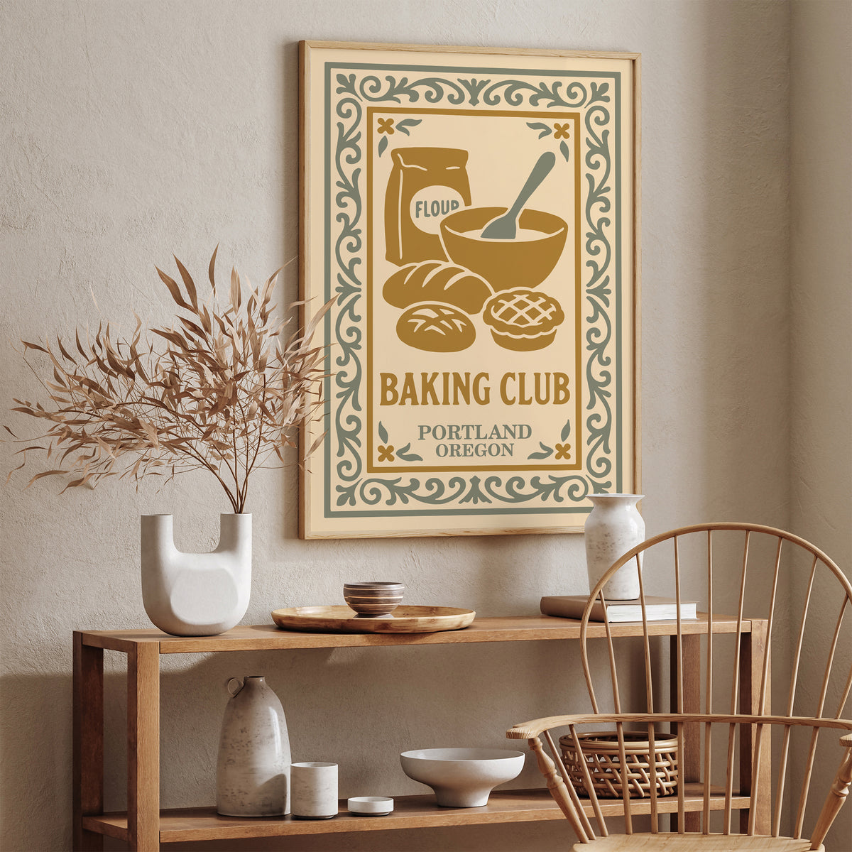 Baking Club Portland Oregon Poster - Kitchen Wall Art