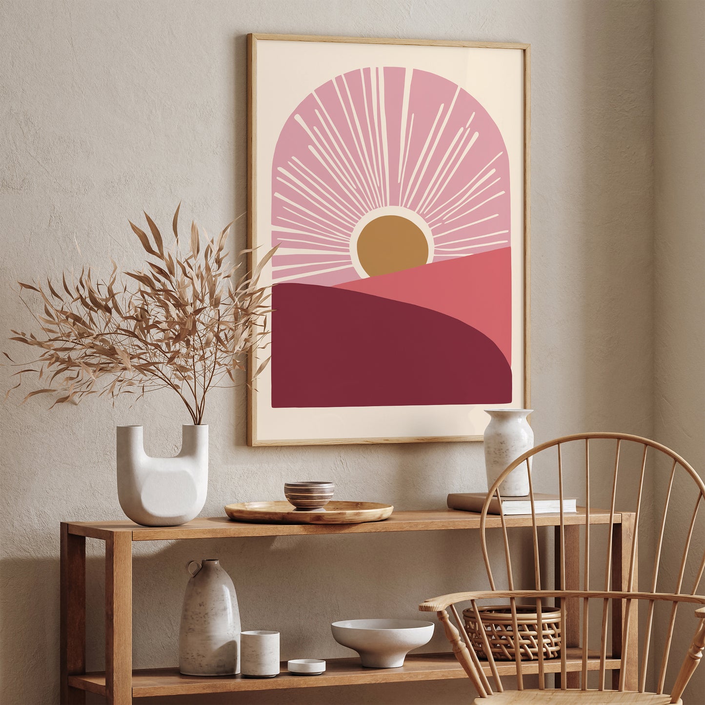 Modern Sunset Burgundy Pink Tones Poster