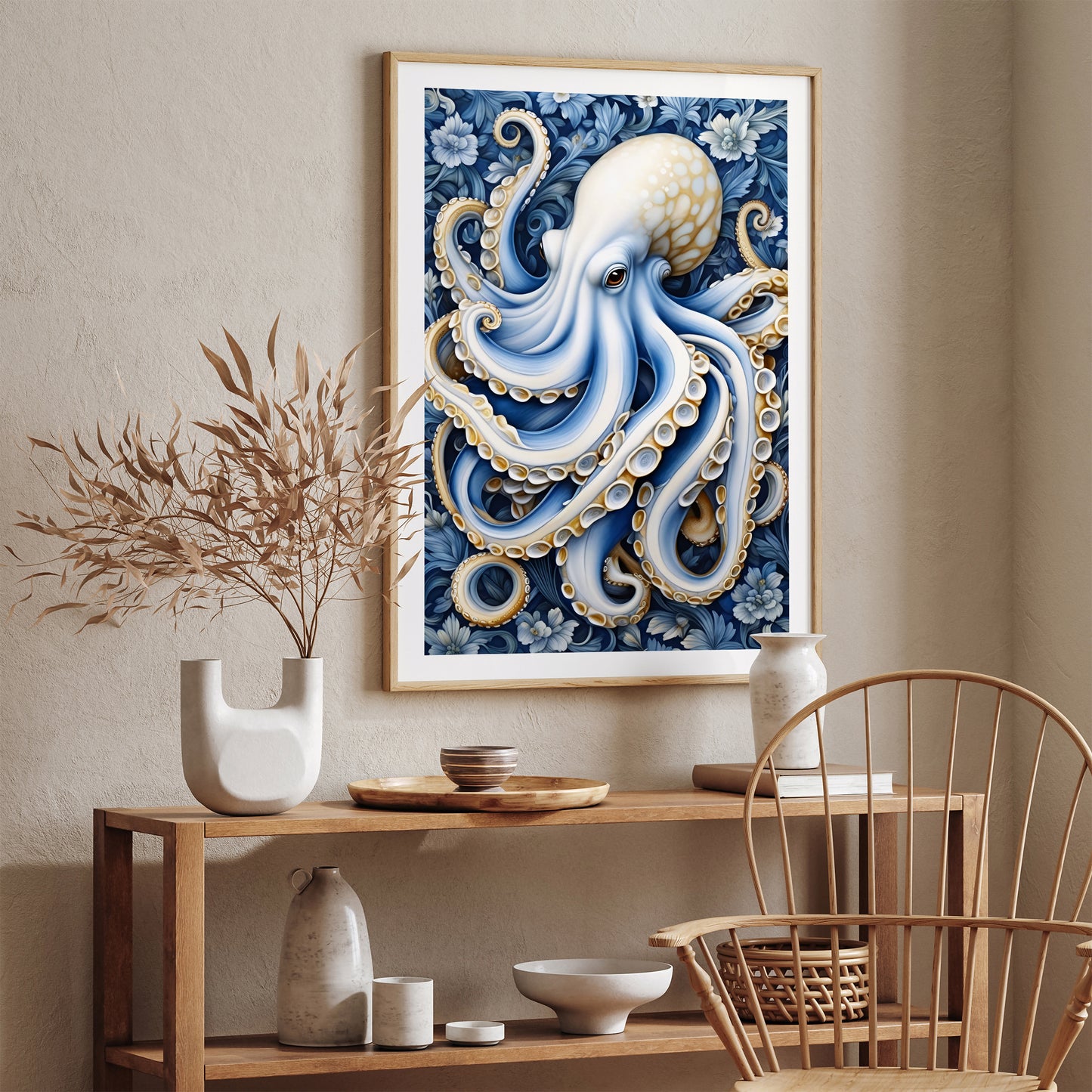 Blue Octopus Nautical Wall Art