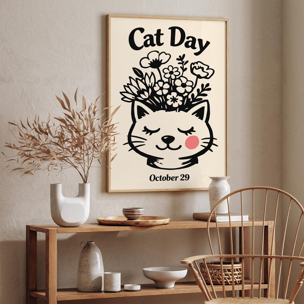National Cat Day October 29 Art Poster