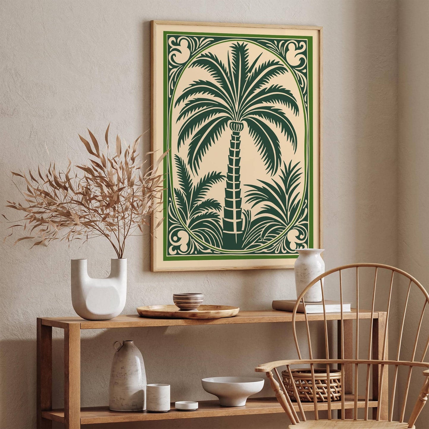 Green Palm Tree Rococo Style Wall Art