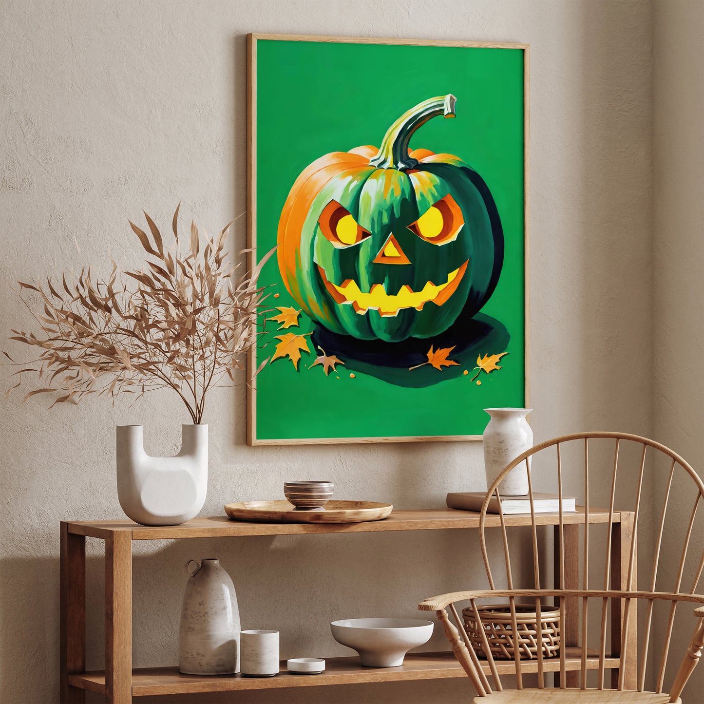 Green Spooky Halloween Pumpkin Art