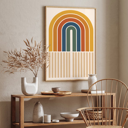 Retro Rainbow Poster - Geometric Modern Wall Art