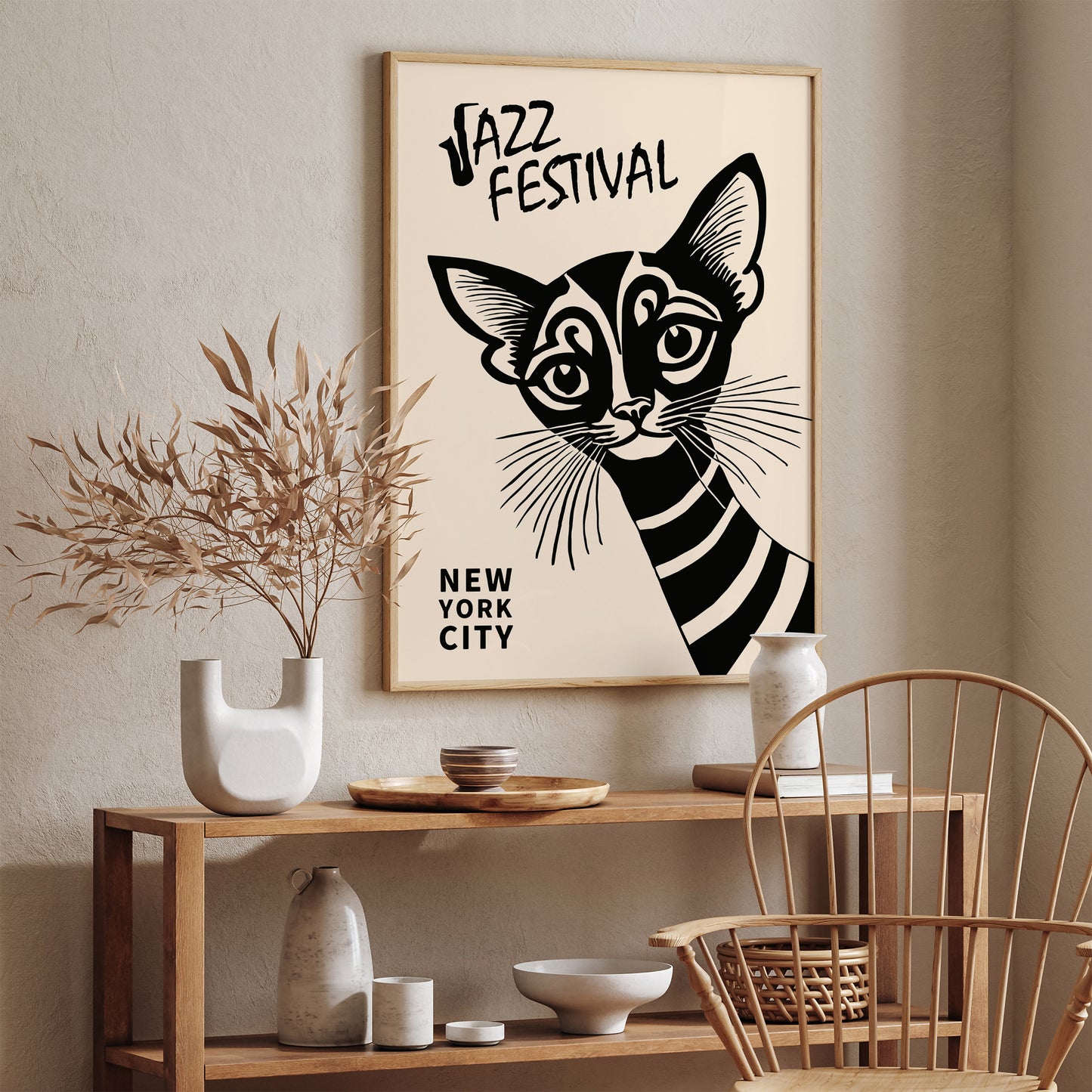 Jazz Festival NYC Black Cat Wall Art