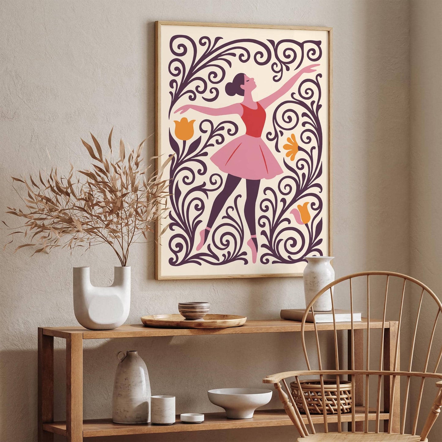 Ballerina Dancer in Purple and Pink Tones Poster