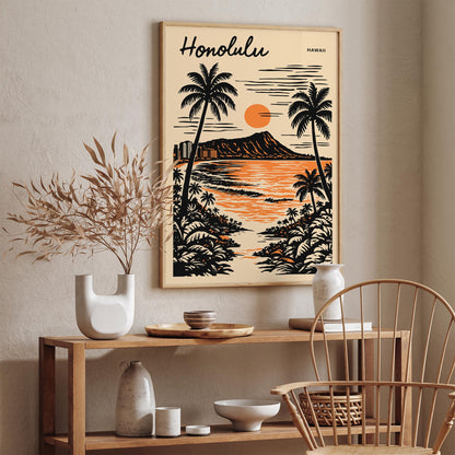Honolulu Hawaii Tropical Poster