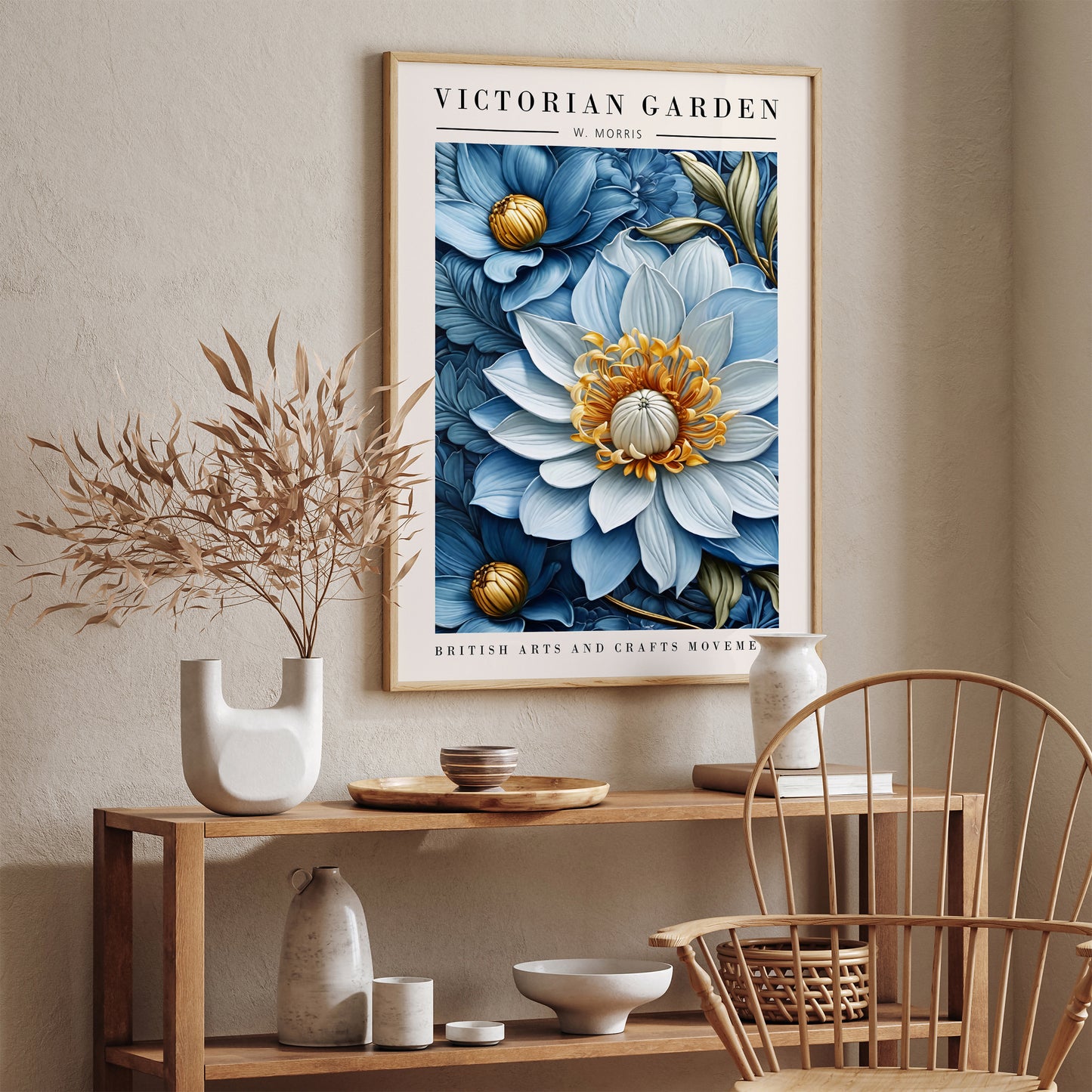 Blue Victorian Garden Morris Inspired Art Print