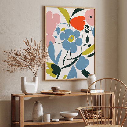 Abstract Retro Floral Poster Print