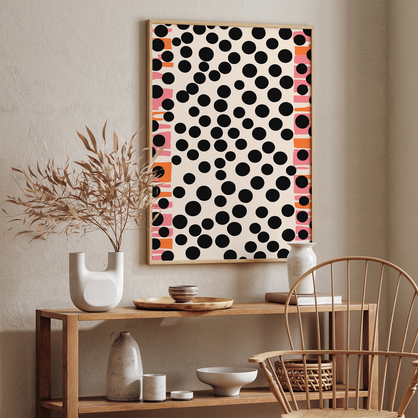 Abstract Black Dots Mid Century Poster