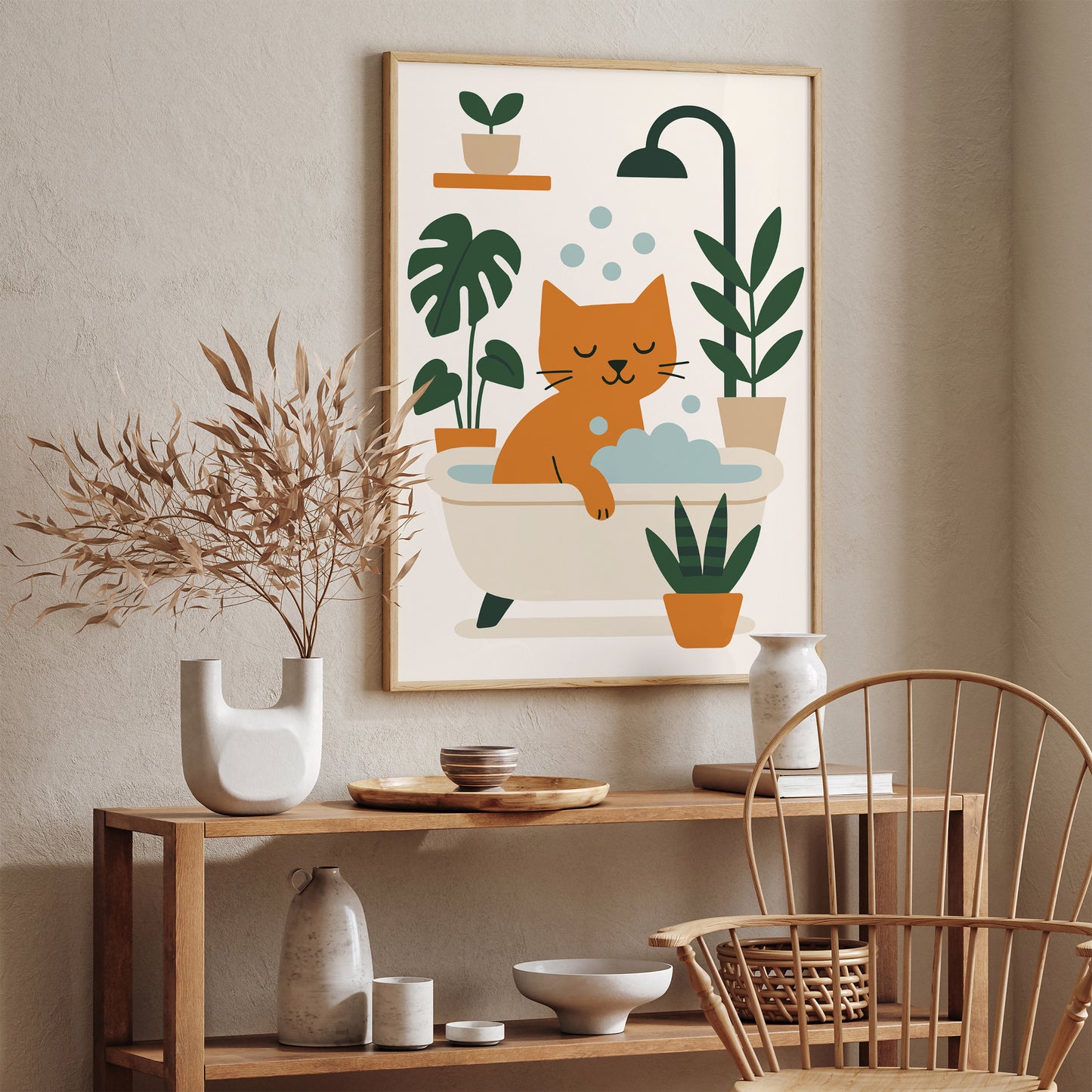Cat Taking Bath Poster