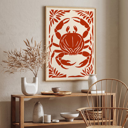 Red Crab Kitchen Vintage Style Print