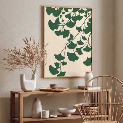 Gingko Bilboa Art Print - Green Nature Poster
