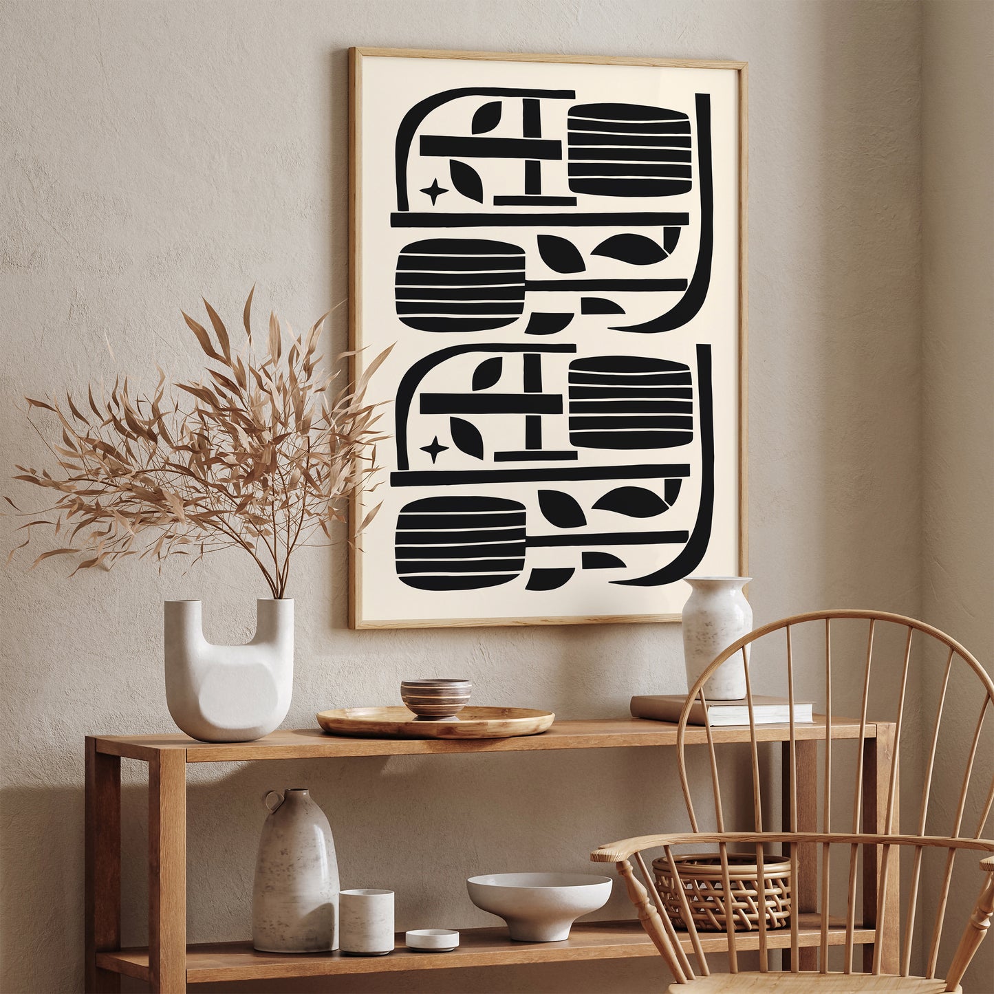 Black and White Mid Century Art Print