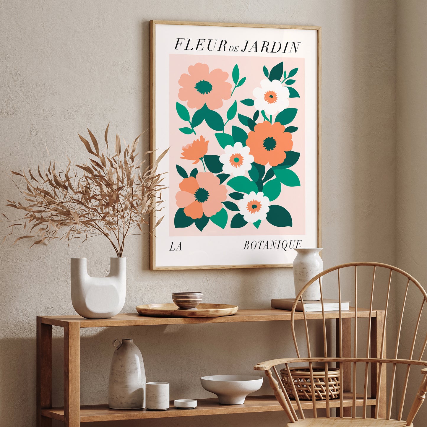 Fleur de Jardin Floral Peach Art Print