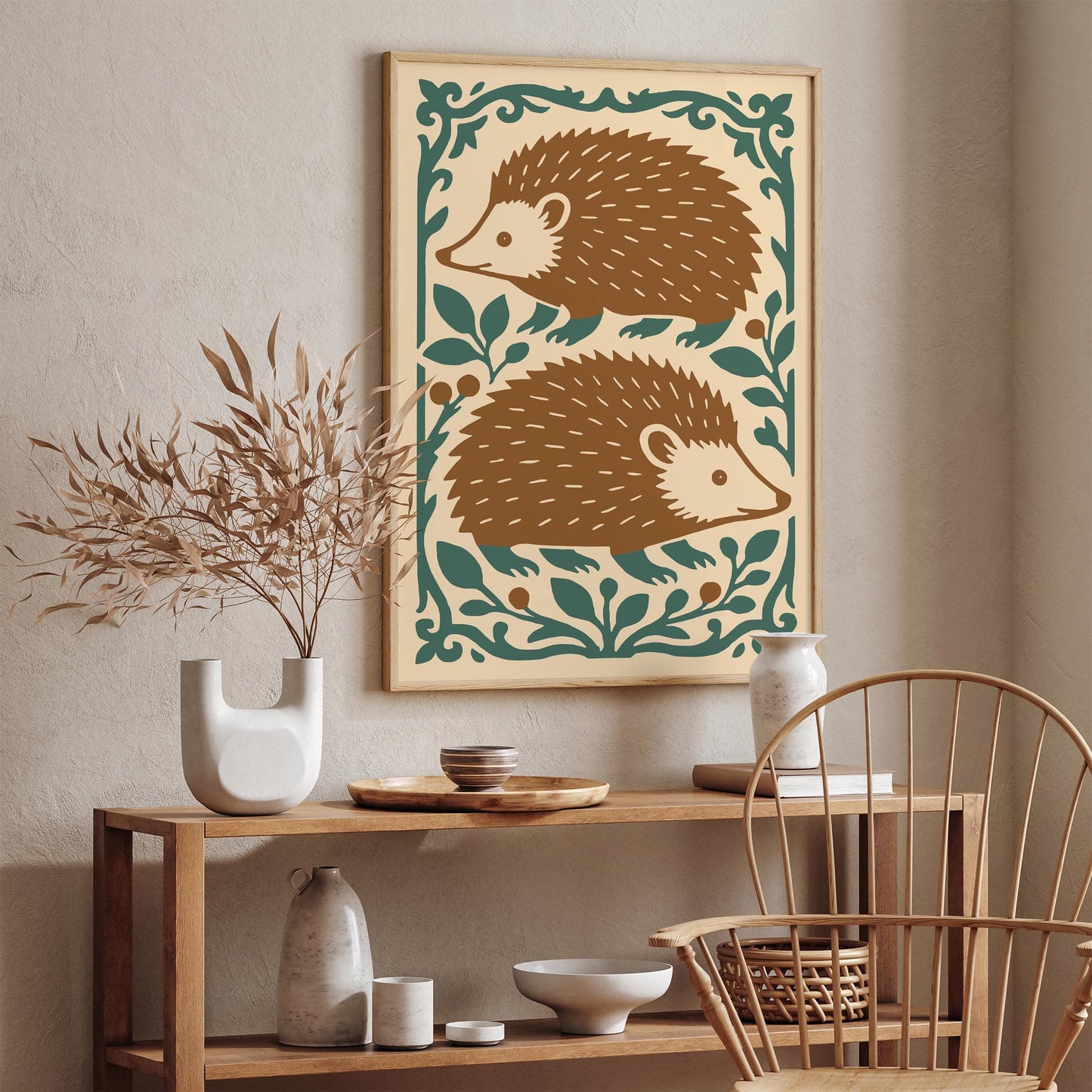 Autumn Hedgehogs Art Print 2026