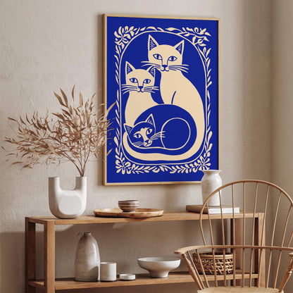 Cats Family Blue Poster